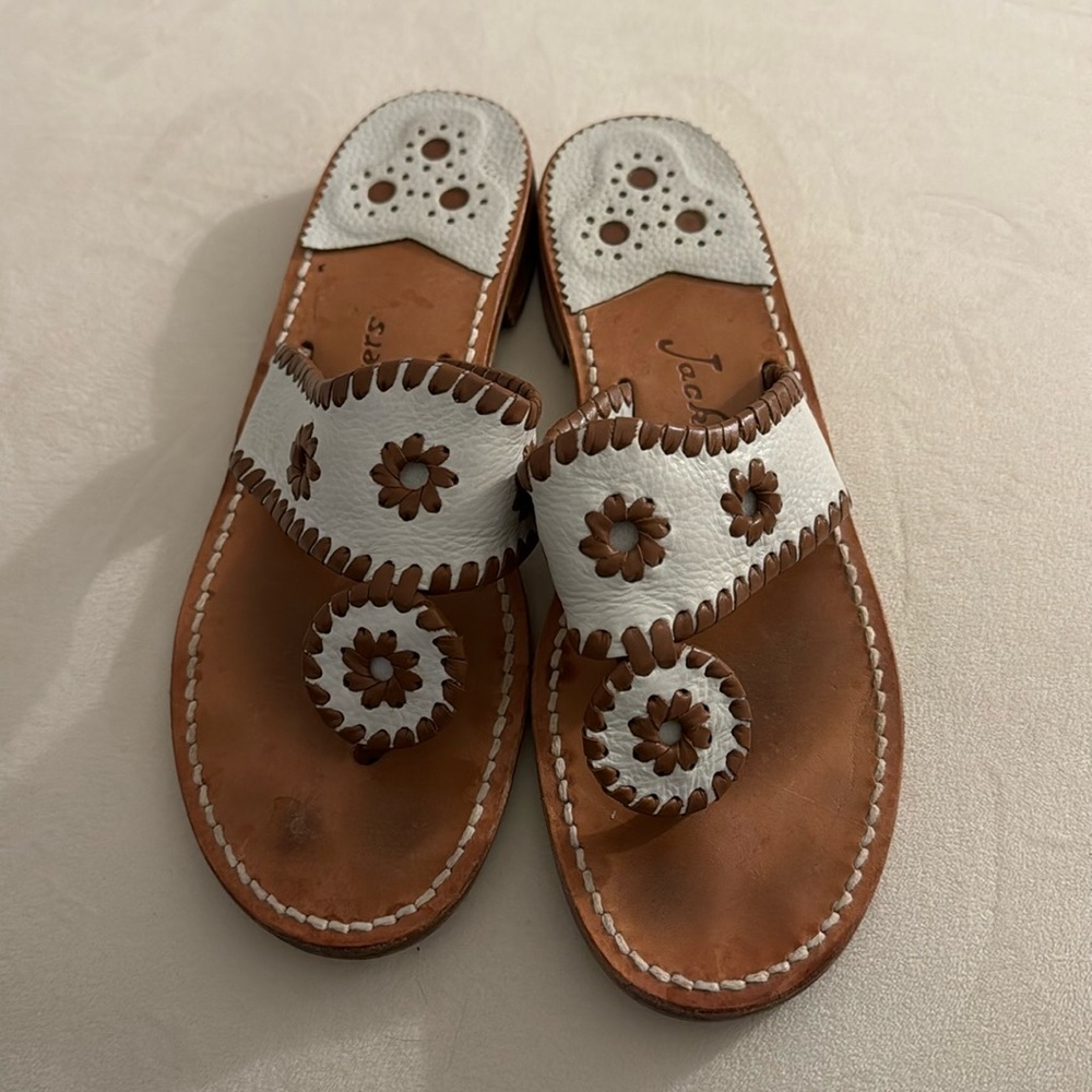 White and brown Jack Rogers sandals